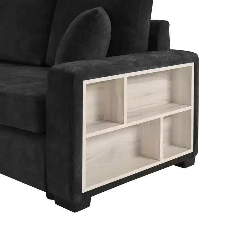 Christopher Knight Home Arvi Causeuse moderne en chenille de 79,3 po avec console, accoudoir de rangement et oreillers
