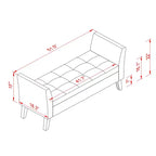 Banc de rangement ottoman rembourré de 130 cm avec accoudoirs, banc de lit capitonné, banc d'entrée avec rangement, banc de lit en velours, beige