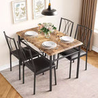 Ensemble de salle à manger en bois de ferme pour 4 personnes, table de cuisine rectangulaire avec 4 chaises, ensemble de 5 pièces petite table et chaises