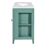 Meuble-lavabo de salle de bain 36 po avec rangement, armoire de plancher de salle de bain en bois avec tiroirs et portes à fermeture amortie,