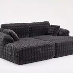 Karl Home | Canapé-lit de salon surdimensionné en polaire bouclée de 93 pouces de large Grand canapé sans accoudoirs King Size pour salon