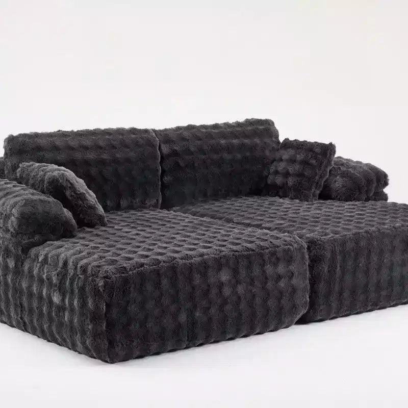 Karl Home | Canapé-lit de salon surdimensionné en polaire bouclée de 93 pouces de large Grand canapé sans accoudoirs King Size pour salon