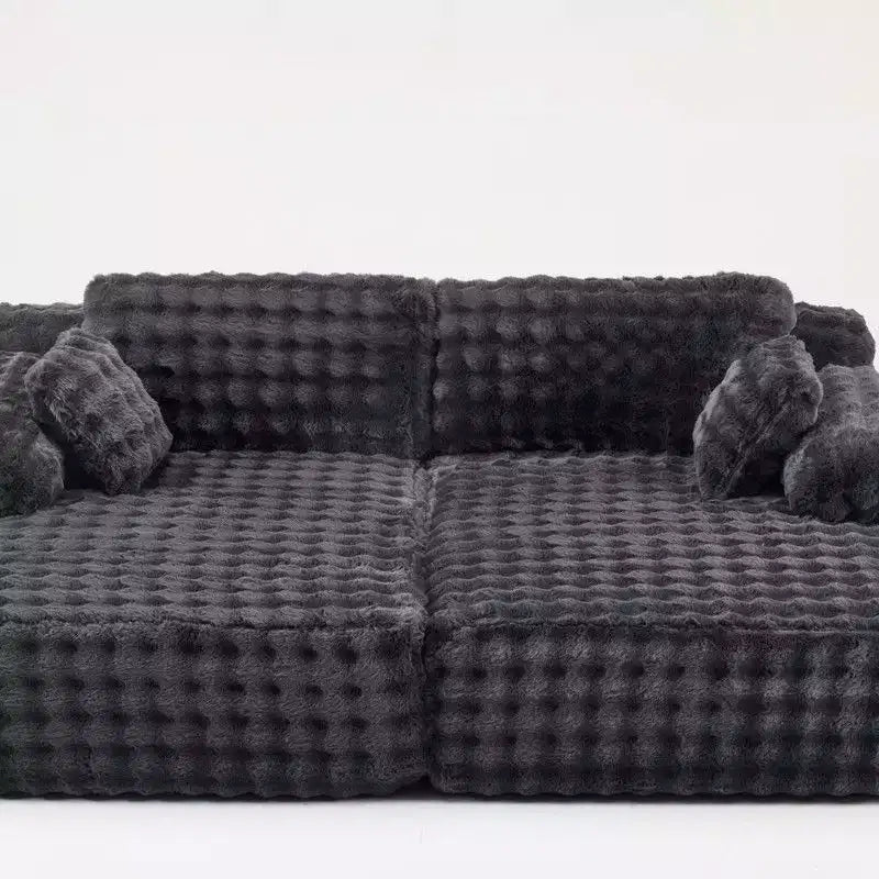 Karl Home | Canapé-lit de salon surdimensionné en polaire bouclée de 93 pouces de large Grand canapé sans accoudoirs King Size pour salon