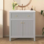 Meuble-lavabo de salle de bain de 30 po avec évier, armoire de rangement de salle de bain avec tiroirs et portes à fermeture douce, meuble-lavabo simple, gris