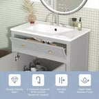 Meuble-lavabo de salle de bain de 30 po avec évier, armoire de rangement de salle de bain avec tiroirs et portes à fermeture douce, meuble-lavabo simple, gris