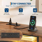 Meuble TV long Acekool à 13 tiroirs avec prise de courant, grand meuble de rangement pour chambre, salon, entrée
