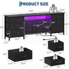 Meuble TV long Acekool à 13 tiroirs avec prise de courant, grand meuble de rangement pour chambre, salon, entrée