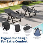 Fauteuil pliant d'extérieur avec accoudoirs et repose-pieds, inclinable multiposition (10 positions), portable pour jardin, camping