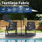 Fauteuil pliant d'extérieur avec accoudoirs et repose-pieds, inclinable multiposition (10 positions), portable pour jardin, camping