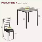Ensemble table à manger pour 2 personnes avec repose-pieds et dossier, ensemble table de bar avec 3 chaises rembourrées, ensemble table et chaises de bar