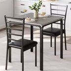 Dining Table Set for 2 W/Footrest & Backrest, Bar Table Set with 3 Upholstered Chairs, Bar Table and Chairs Set