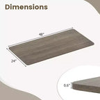 Costway Plateau de Table Monobloc 48 x 24 avec Coins Arrondis Sûrs pour Bureau à Domicile DIY Noir/Naturel/Marron Rustique/Blanc/Gris