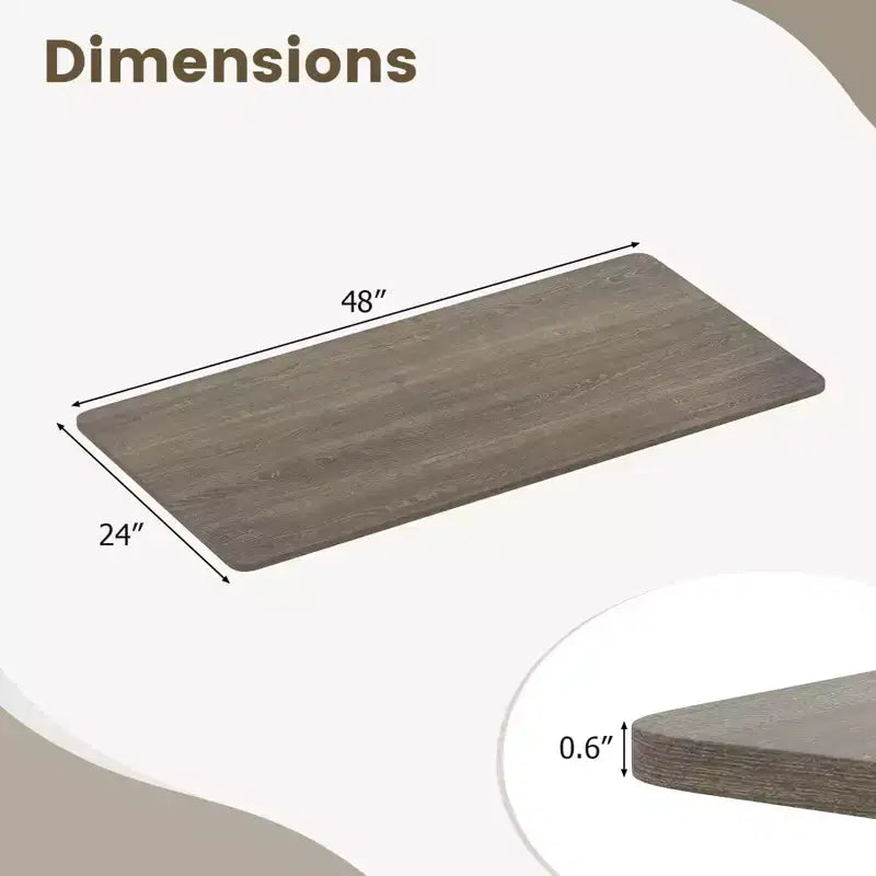 Costway Plateau de Table Monobloc 48 x 24 avec Coins Arrondis Sûrs pour Bureau à Domicile DIY Noir/Naturel/Marron Rustique/Blanc/Gris