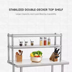 Bureau de 48 x 24 pouces en acier inoxydable avec étagères et crochets réglables, idéal pour les restaurants, les maisons et les hôtels, table robuste certifiée NSF