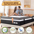 Queen Mattress, 14 Inch Gel Memory Foam Hybrid Mattress in a Box, Cooling & Breathable Design, Zoned Pressure Relief, Medium Firm Feel