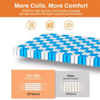 Matelas Queen, matelas hybride en mousse à mémoire de forme au gel de 14 pouces livré en boîte, conception rafraîchissante et respirante, soulagement de la pression zoné, sensation de fermeté moyenne
