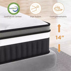 Matelas Queen, matelas hybride en mousse à mémoire de forme au gel de 14 pouces livré en boîte, conception rafraîchissante et respirante, soulagement de la pression zoné, sensation de fermeté moyenne