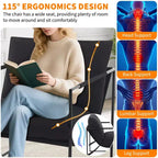 Fauteuil basculant avec structure en métal, chaise de salon moderne et confortable, fauteuil de lecture rembourré avec coussin en mousse déchiquetée, fauteuil surdimensionné