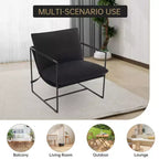 Fauteuil basculant avec structure en métal, chaise de salon moderne et confortable, fauteuil de lecture rembourré avec coussin en mousse déchiquetée, fauteuil surdimensionné