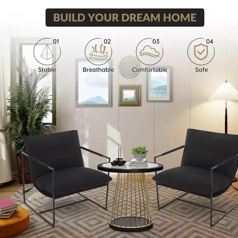 Fauteuil basculant avec structure en métal, chaise de salon moderne et confortable, fauteuil de lecture rembourré avec coussin en mousse déchiquetée, fauteuil surdimensionné