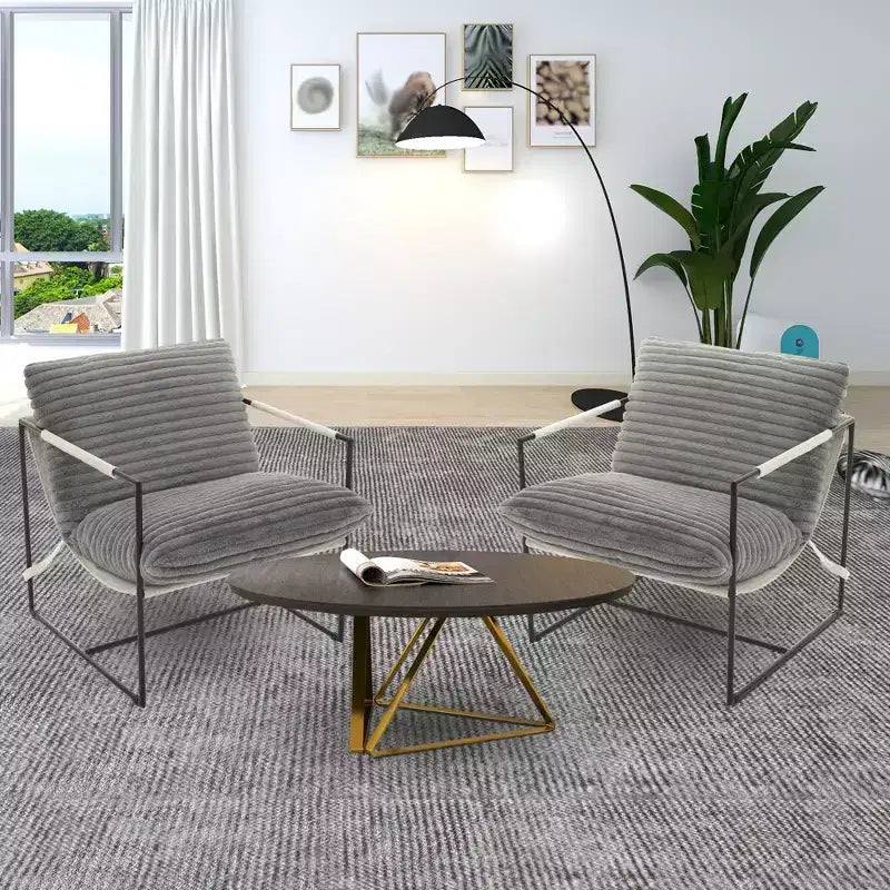 Fauteuil basculant avec structure en métal, chaise de salon moderne et confortable, fauteuil de lecture rembourré avec coussin en mousse déchiquetée, fauteuil surdimensionné