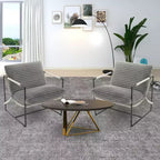 Fauteuil basculant avec structure en métal, chaise de salon moderne et confortable, fauteuil de lecture rembourré avec coussin en mousse déchiquetée, fauteuil surdimensionné