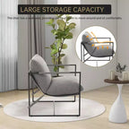 Fauteuil basculant avec structure en métal, chaise de salon moderne et confortable, fauteuil de lecture rembourré avec coussin en mousse déchiquetée, fauteuil surdimensionné