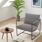 Fauteuil basculant avec structure en métal, chaise de salon moderne et confortable, fauteuil de lecture rembourré avec coussin en mousse déchiquetée, fauteuil surdimensionné