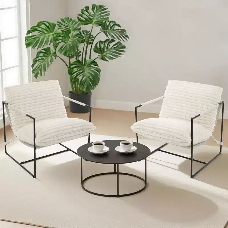 Fauteuil basculant avec structure en métal, chaise de salon moderne et confortable, fauteuil de lecture rembourré avec coussin en mousse déchiquetée, fauteuil surdimensionné