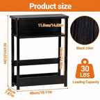 Table d'appoint industrielle étroite à 3 niveaux – Table de bout peu encombrante avec étagères de rangement et porte-revues pour salon ou chambre à coucher