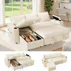 Dyonery 82 Sleeper Sofa Bed, L-Shaped Reclining Couch with Reversible Storage Chaise, Tool-Free Assembly