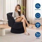 Fauteuil pivotant moderne à 360°, en tissu polaire, avec oreiller moelleux, fauteuil de lecture rond pour salon, chambre à coucher