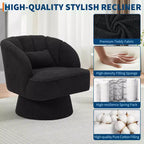 Fauteuil pivotant moderne à 360°, en tissu polaire, avec oreiller moelleux, fauteuil de lecture rond pour salon, chambre à coucher