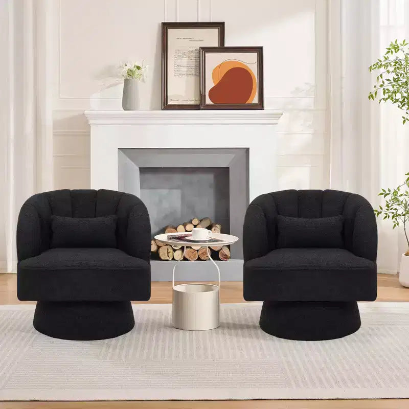 Fauteuil pivotant moderne à 360°, en tissu polaire, avec oreiller moelleux, fauteuil de lecture rond pour salon, chambre à coucher