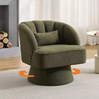 Fauteuil pivotant moderne à 360°, en tissu polaire, avec oreiller moelleux, fauteuil de lecture rond pour salon, chambre à coucher