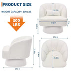 Fauteuil pivotant moderne à 360°, en tissu polaire, avec oreiller moelleux, fauteuil de lecture rond pour salon, chambre à coucher