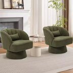 Fauteuil pivotant moderne à 360°, en tissu polaire, avec oreiller moelleux, fauteuil de lecture rond pour salon, chambre à coucher