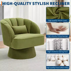 Fauteuil pivotant moderne à 360°, en tissu polaire, avec oreiller moelleux, fauteuil de lecture rond pour salon, chambre à coucher