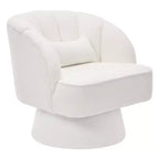 Fauteuil pivotant moderne à 360°, en tissu polaire, avec oreiller moelleux, fauteuil de lecture rond pour salon, chambre à coucher