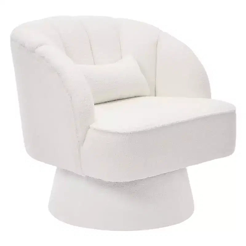 Fauteuil pivotant moderne à 360°, en tissu polaire, avec oreiller moelleux, fauteuil de lecture rond pour salon, chambre à coucher