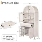 Meuble de rangement autoportant avec porte en verre arquée de 180 cm de haut pour cuisine, salle à manger ou salon - Panipeachy