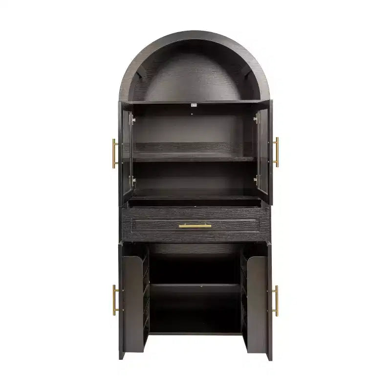 Meuble de rangement autoportant avec porte en verre arquée de 180 cm de haut pour cuisine, salle à manger ou salon - Panipeachy