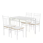 Ensemble de table à manger 5 pièces FurnitureR avec 4 chaises, ensemble de salle à manger de cuisine peu encombrant, plateau en bois et cadre en métal, facile à nettoyer pour la maison, le restaurant, la salle de classe