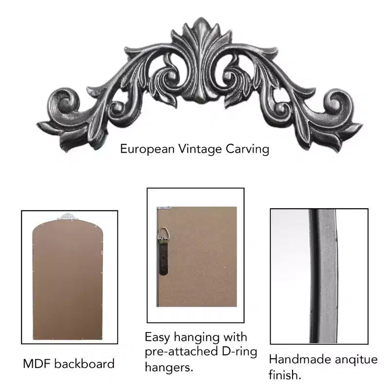 TUYOHW 66x36 Miroir arqué pleine longueur avec cadre métallique, grand miroir mural ou sur pied pour chambre à coucher, salon