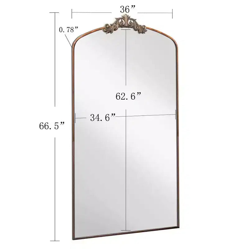 TUYOHW 66x36 Miroir arqué pleine longueur avec cadre métallique, grand miroir mural ou sur pied pour chambre à coucher, salon