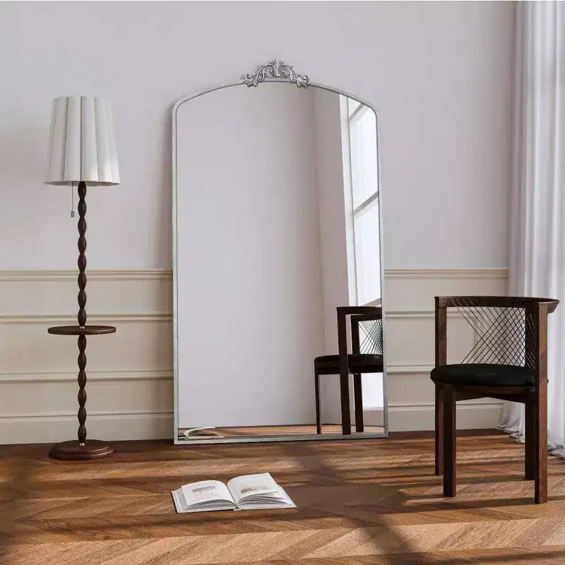 TUYOHW 66x36 Miroir arqué pleine longueur avec cadre métallique, grand miroir mural ou sur pied pour chambre à coucher, salon
