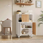 Buffet bahut Armoire blanche en bois avec porte coulissante de style grange et étagères réglables pour cuisine, entrée, salle à manger et salon