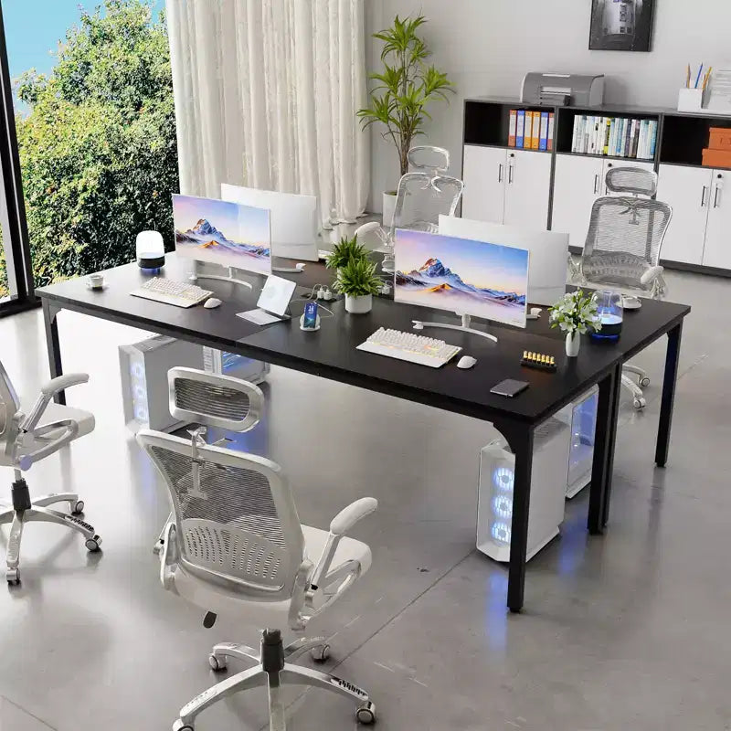 Besiost Bureau d'ordinateur rectangulaire de 78,8'' de large, plan de travail en bois