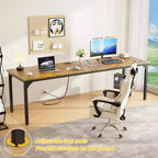 Besiost Bureau d'ordinateur rectangulaire de 78,8'' de large, plan de travail en bois
