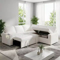 Dyonery 5-Seat Modular Sectional Sofa Bed for Small Spaces, L-Shaped Couch with Pull Out Bed, Storage, USB Ports & Recliner